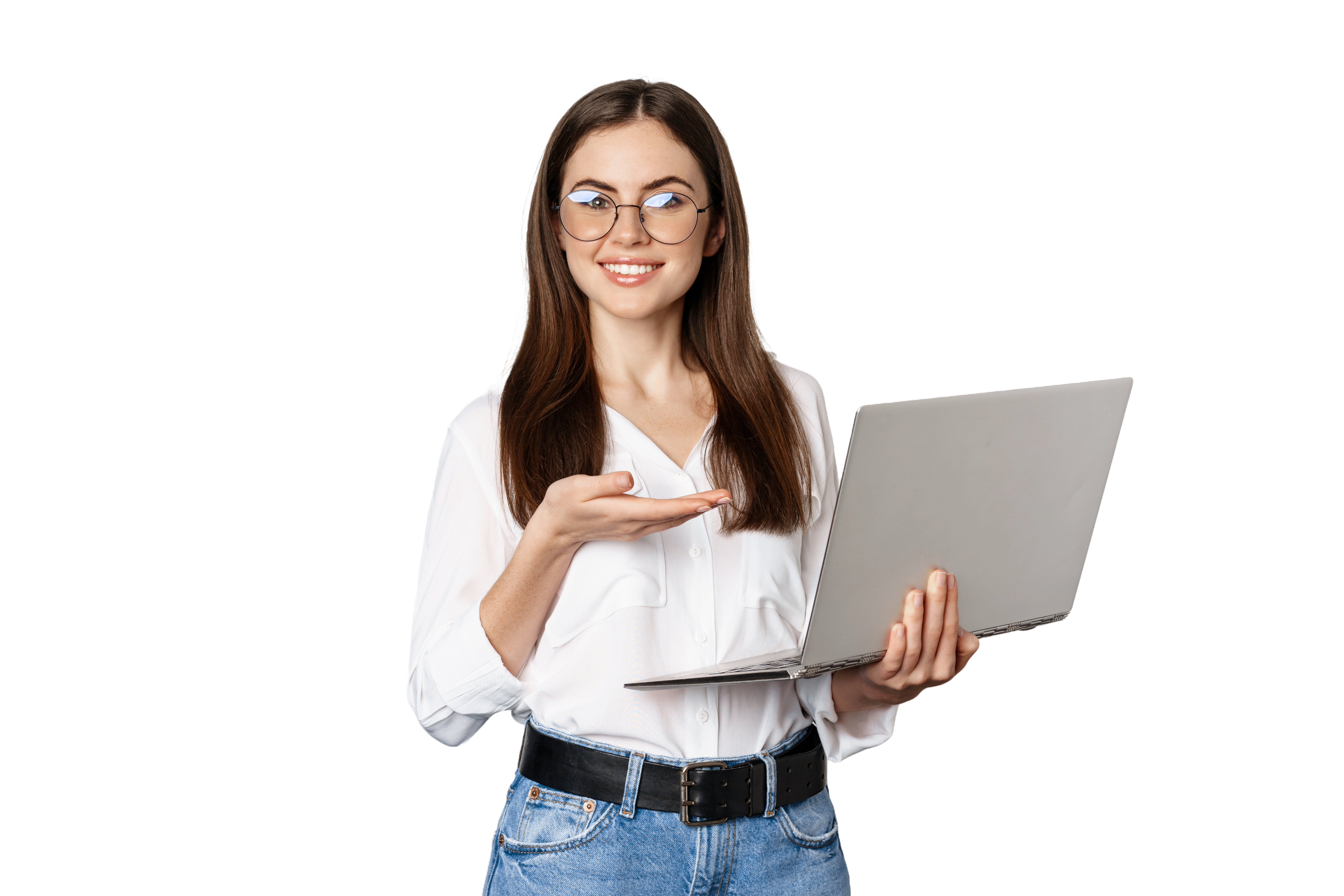 Psicóloga com laptop na mão